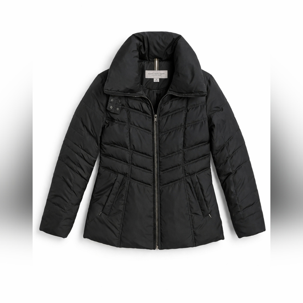Marc New York Women's Black Quilted Puffer Jacket, Women's Size Medium